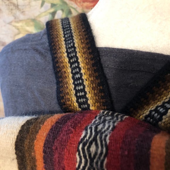 Arte Ecologico Peru Ivory Striped 100% Alpaca Wool Backpack OS - Picture 4 of 14